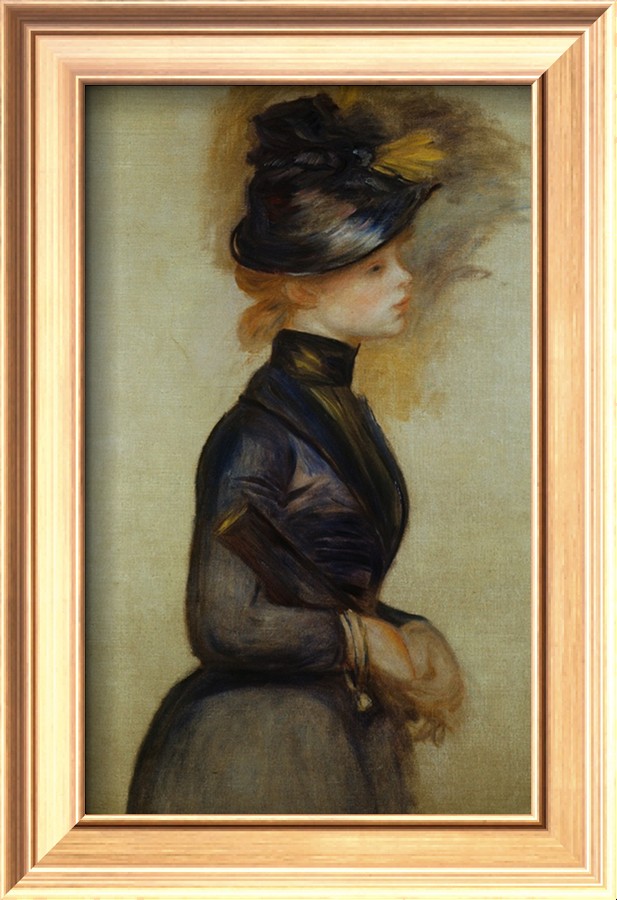 Young Woman in Blue Going to the Conservatory - Pierre-Auguste Renoir painting on canvas